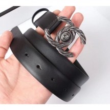 Chanel Width 3cm Braided CC Logo Buckle Leather Belt Black Belt CE02206