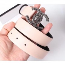 Chanel Width 3cm Braided CC Logo Buckle Leather Belt Nude Pink Belt CE03705