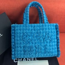 Chanel Wool Tweed Medium Zipped Shopping Bag AS0976 Turquoise 2019 Collection CE01642