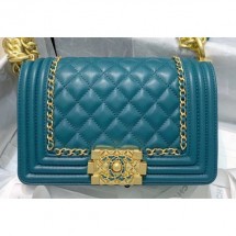 Cheap Chanel Boy Flap Small Bag with Chain Trim Turquoise Blue Cruise 2020 CE02305