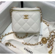 Cheap Chanel Lambskin Small Classic Box with Chain And Gold Metal Ball AP1447 White 2020 Collection CE04346