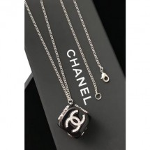 Cheap Chanel Large Necklace with Dice Pendant Silver/Black/Crystal 2018 CE02936