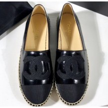 Cheap Chanel Stitching CC Logo Espadrilles Black CE02976