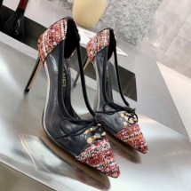 Cheap Chanel Tweed Transparent Lace-up High-Heel Pumps Red 2019 Collection CE01226