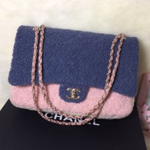 Cheap Imitation Chanel Shearling Sheepskin Medium Flap Bag A57737 Blue 2019 Collection CE00731