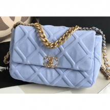 Cheap Knockoff Chanel 19 Large Jersey Flap Bag AS1161 Baby Blue 2020 CE02349