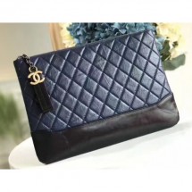 Cheap Replica Chanel Aged Calfskin Gabrielle Pouch Clutch Small Bag A84287 Navy Blue CE04333