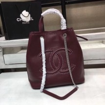 Copy Best Chanel Calfskin & silver-Tone Metal 80761 Burgundy CE03687