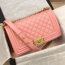 Copy Best Quality Chanel Quilted Calfskin Medium Boy Flap Bag A67086 Pink 2019 Collection CE02239