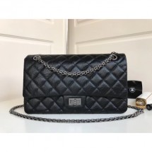 Copy Chanel 2.55 Reissue Size 227 Bag in wrinkled calfskin black with silver hardware CE02813