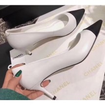 Copy Chanel Heel 6.5cm Pumps White 2019 CE01919