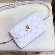 Copy Chanel Lambskin Flap Waist Bag/Belt Bag A88612 White 2019 Collection CE02736