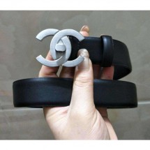 Copy Chanel Smooth Calfskin Belt With Silver Buckle 2018 CE01321