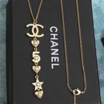 Fake Chanel 5 Heart and Star Pendant Necklace 2019 Collection CE02330