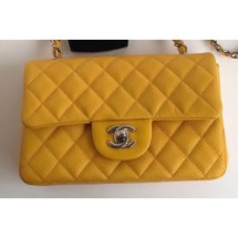 Fake Chanel Caviar Leather Small Classic Flap Bag A1116 Yellow CE01263