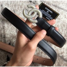 Fake Chanel CC Pearls Belt 25mm Width Black CE00631