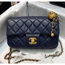 Fake Chanel Lambskin & Gold-Tone Metal Flap Bag AS1787 Navy Blue 2020 Collection CE03561