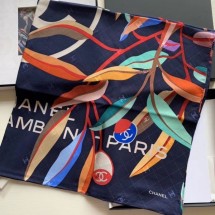 Fake Chanel Silk Twill Square Scarf 90x90 AA6509 Navy Blue 2020 Collection CE01182