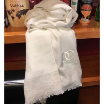 Fake Imitation Chanel CC Logo Cashmere Scarf 90x200cm White 2019 CE00530