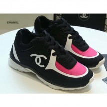 Fake Replica Chanel Lycra Sneakers G34765 Black/Coral 2019 CE03115