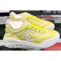 Fake Replica Chanel Mesh and Lycra Sneakers G34763 Yellow 2019 CE03159