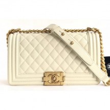 Fashion Imitation Chanel Caviar Leather Boy Flap Medium Bag Creamy CE02082