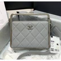 Fashion Replica Chanel Lambskin & Silver-Tone Metal Clutch AS1732 Grey 2020 Collection CE02182