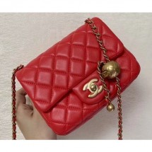 Fashion Replica Chanel Pearl on Chain Classic Flap Bag AS1786 Red 2020 CE02714