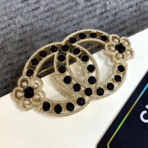 First-class Quality Chanel CC Bloom Brooch Gold/Crystal/Pearly White/Black 2019 Collection CE03622