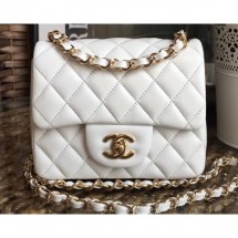 High Imitation Chanel Lambskin Mini Classic Flap Bag A1115 White CE00825