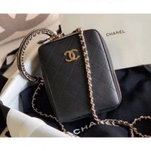 High Quality Chanel Chain Handle Vertical Camera Case Bag Black Runway 2020 CE04326