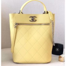 High Quality Imitation Chanel Calfskin Front Zip Large Bucket Bag AS0578 Yellow 2019 CE00683