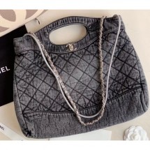 Hot Chanel 31 Denim Large Shopping Bag AS1408 Gray 2020 CE01630