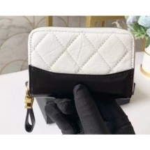 Imitation Chanel Aged Calfskin Gabrielle Zipped Coin Purse A84404 White CE04001
