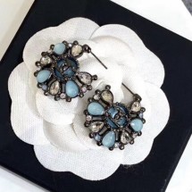 Imitation Chanel Bloom Earrings AB1005 Turquoise/Black 2019 Collection CE02836
