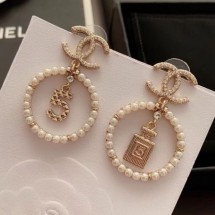 Imitation Chanel Bottle 5 Pearl Hoop Earrings AB2921 2019 Collection CE03286