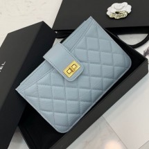 Imitation Chanel Buckle Card Holder Light Blue Collection CE04226