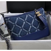 Imitation Chanel CHANEL'S GABRIELLE Small Hobo Bag In Denim & Calfskin A91810 Deep Blue 2020 Collection CE02492