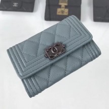 Imitation Chanel Grained Leather Small Flap Boy Wallet A80603 Light Green 2019 Collection CE03910