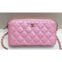Imitation Chanel Iridescent Pearl Caviar Classic Clutch with Chain Bag A82527 Pink 2019 CE00795