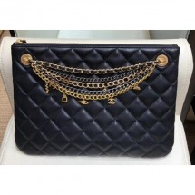 Imitation Chanel Lambskin All About Chains Pouch Clutch Bag AP0502 Black 2019 CE02972