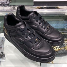 Imitation Chanel Leather Low-Top Sneakers G35063 Black Leather 2019 Collection CE01018