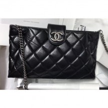 Imitation Chanel Quilting Waxy Leather Clutch with Chain Bag Black 2019 CE01988
