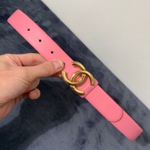 Imitation Chanel Reversible Calfskin Belt 30mm with CC Buckle Pink Collection Belt CE00814