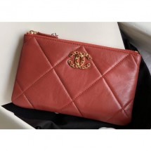 Knockoff Chanel 19 Lambskin Small Pouch Bag AP1059 Red 2020 CE01725