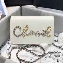 Knockoff Chanel Calfskin Chain CHANEL Wallet on Chian WOC White 2020 Collection CE02957