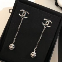Knockoff Chanel Long Earrings AB0898 Silver/Blue/Crystal 2019 Collection CE04196