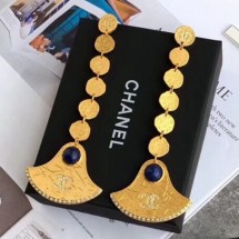 Knockoff Chanel Metal Skirt-shaped Long Earrings AB1607 Gold/Blue 2019 Collection CE02903