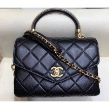 Knockoff Chanel Quilted Calfskin Small Flap Bag with Top Handle AS0625 Black 2019 CE03449
