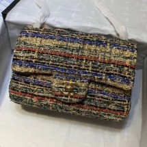 Knockoff Chanel Tweed Small Classic Flap Bag A01112 Gold/Blue/Green 2019 Collection CE04241